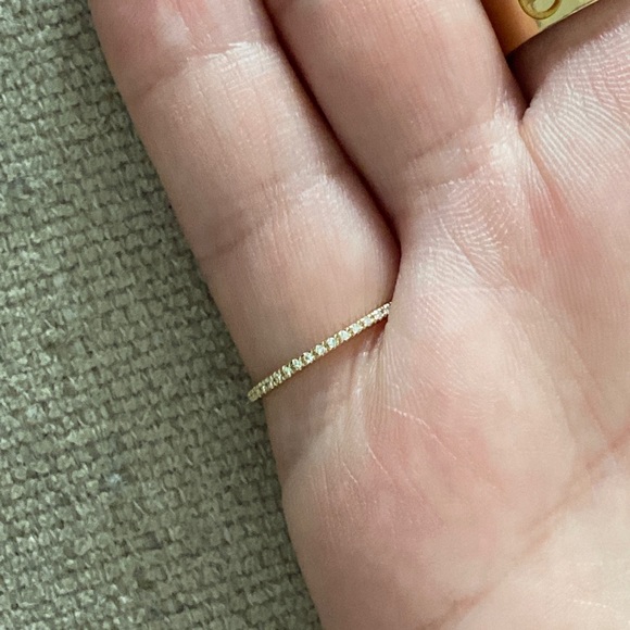 EF COLLECTION Gold Diamond Eternity Pinky Ring 4.5 - Picture 4 of 7